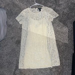 Lace off white mini dress with slip